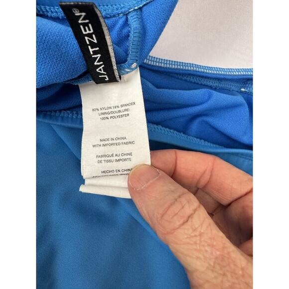 Jantzen One-Piece Skirted Swimsuit Swimdress Blue Ruffle Retro Pin-Up Style 10 - Picture 6 of 7